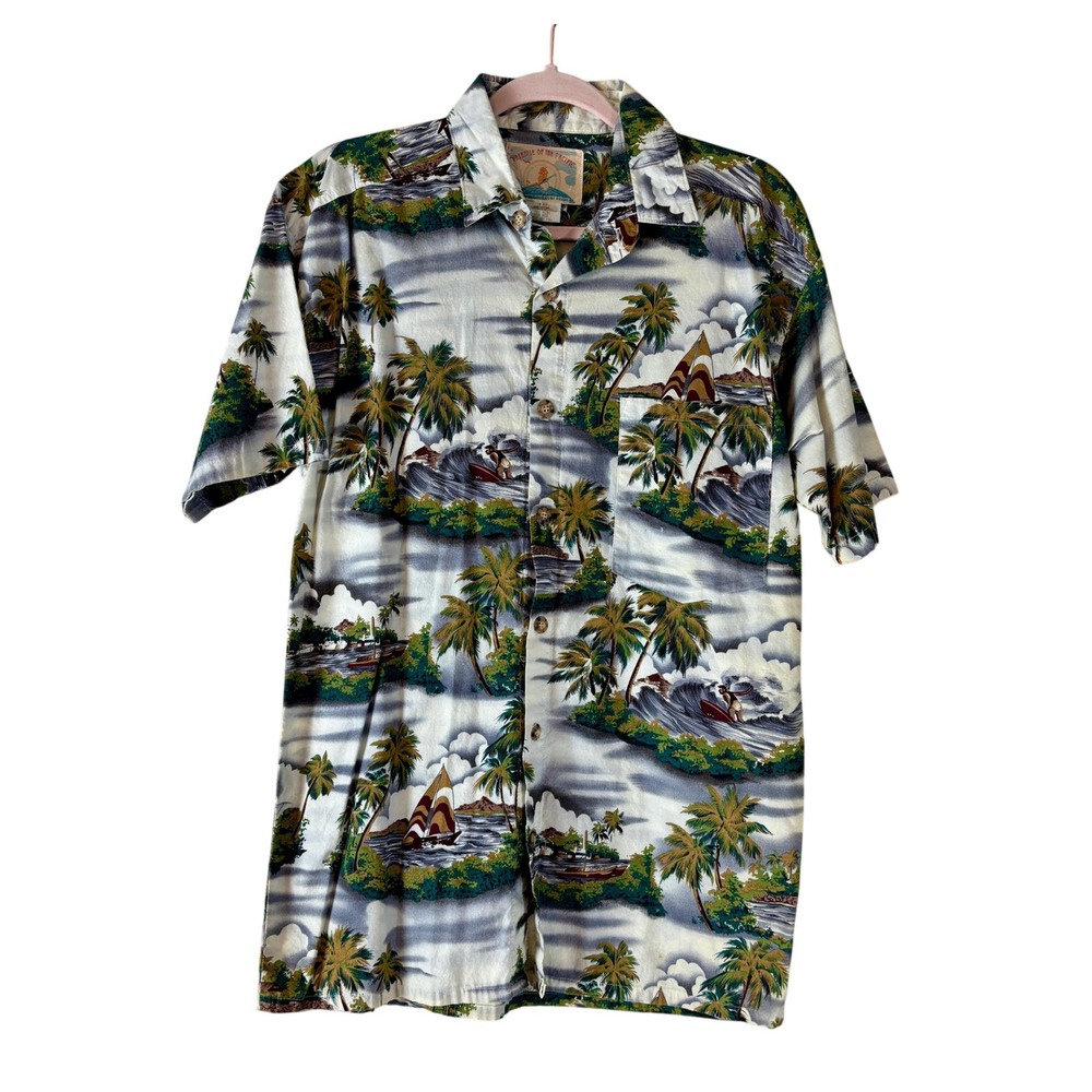 Paradise of the Pacific Shirt Mens Medium Hawaiian Tropical Vacation Island 80s